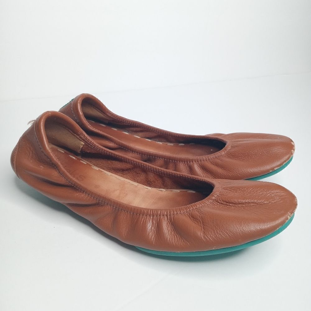 Tieks Chestnut Brown Leather Ballet Flats Womens Size 9
